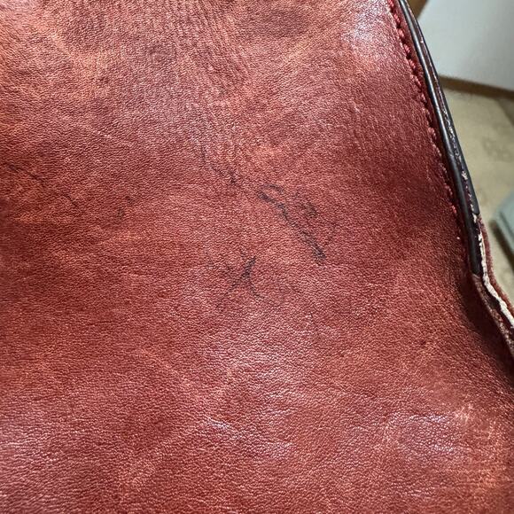 Wilsons Leather Burgundy Brown Leather Shoulder Bag Purse 14x8x8 Double Handle - Picture 12 of 16